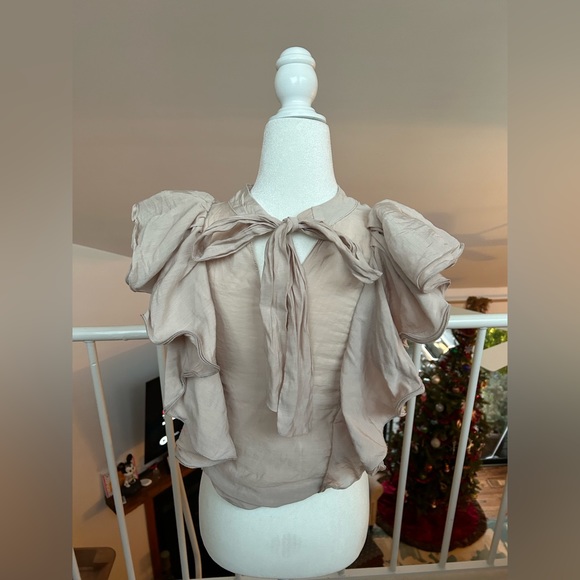 Tocco Closet Japan Ruffle Blouse Kawaii Lolita nude neutral coquette balletcore - Picture 3 of 5